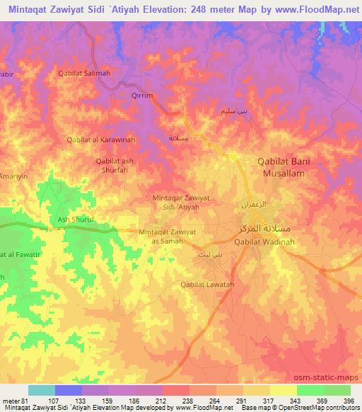 Mintaqat Zawiyat Sidi `Atiyah,Libya Elevation Map