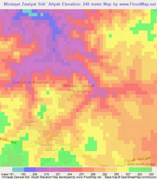 Mintaqat Zawiyat Sidi `Atiyah,Libya Elevation Map