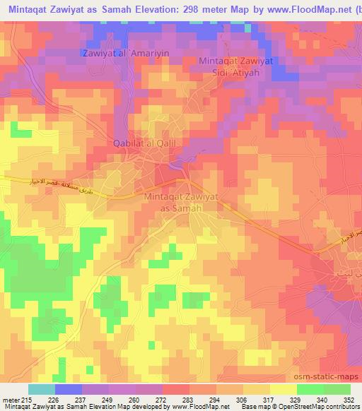 Mintaqat Zawiyat as Samah,Libya Elevation Map