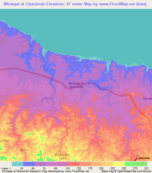 Mintaqat al Ghanimah,Libya Elevation Map