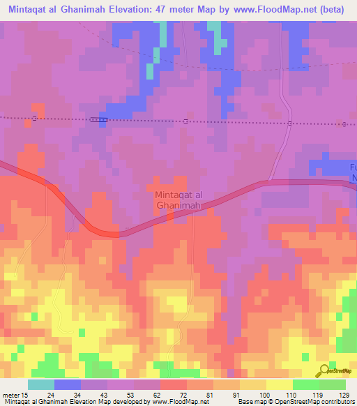 Mintaqat al Ghanimah,Libya Elevation Map