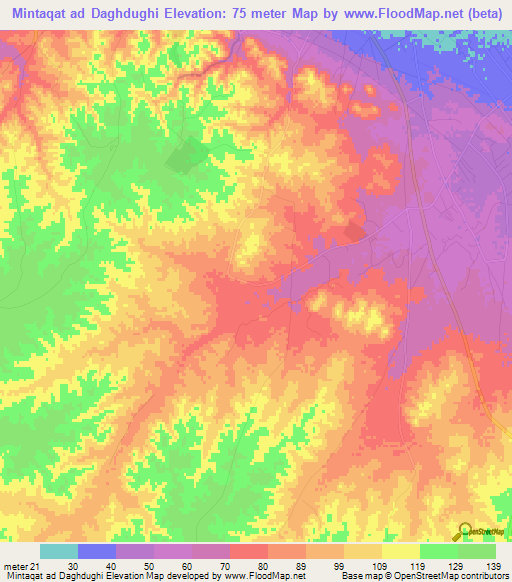 Mintaqat ad Daghdughi,Libya Elevation Map