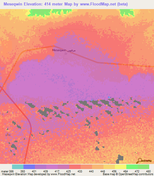 Meseqwin,Libya Elevation Map