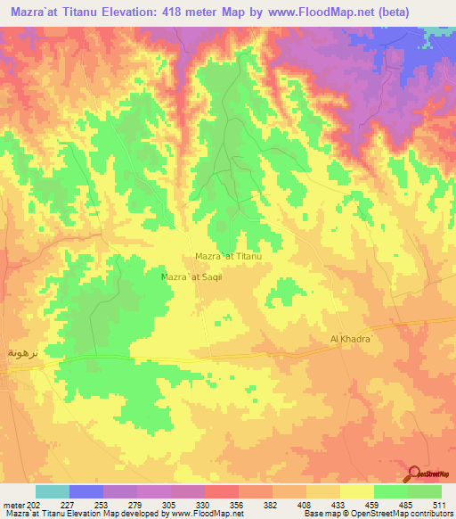 Mazra`at Titanu,Libya Elevation Map