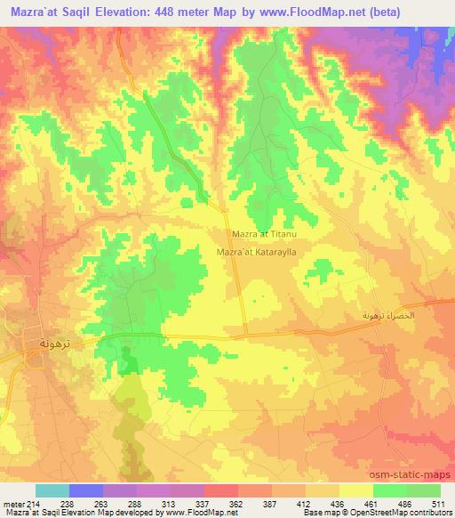 Mazra`at Saqil,Libya Elevation Map