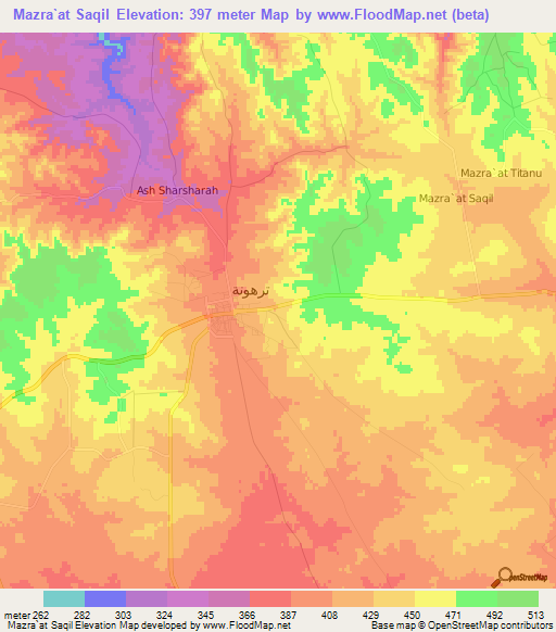 Mazra`at Saqil,Libya Elevation Map