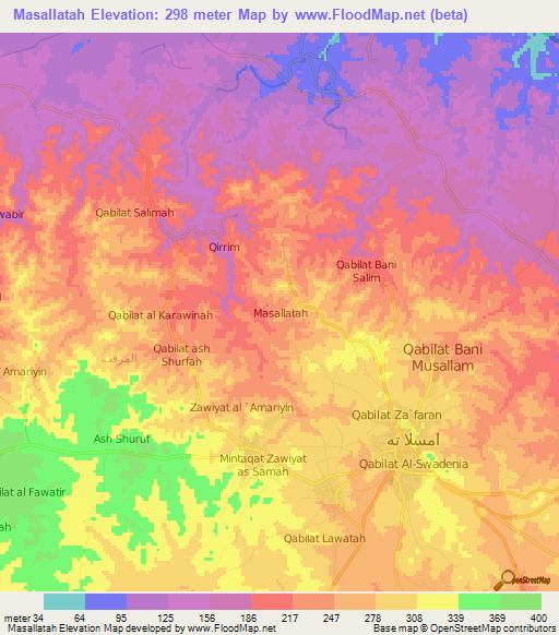 Masallatah,Libya Elevation Map