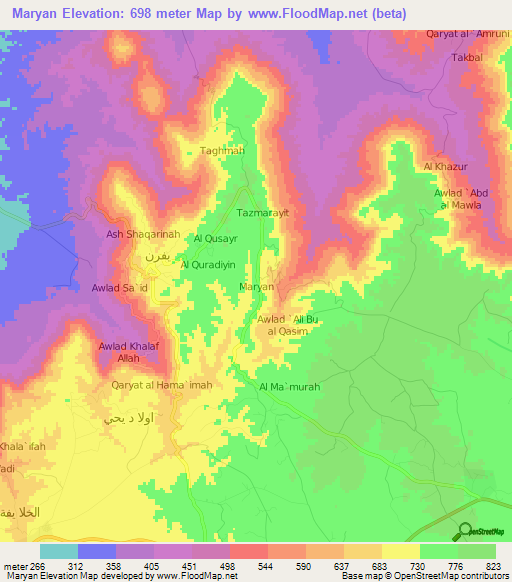 Maryan,Libya Elevation Map