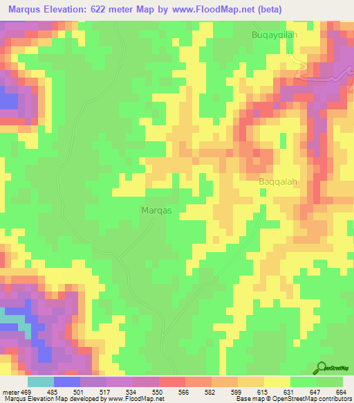 Marqus,Libya Elevation Map