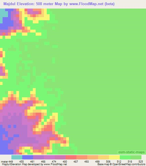 Majdul,Libya Elevation Map