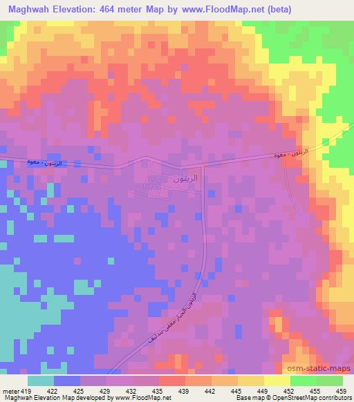 Maghwah,Libya Elevation Map