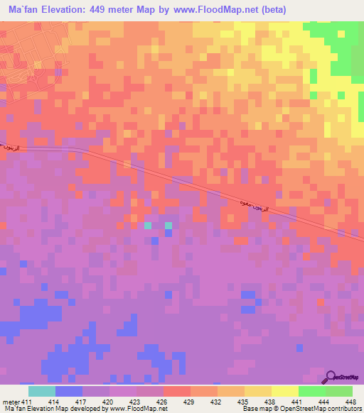 Ma`fan,Libya Elevation Map