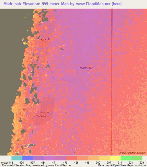 Madrusah,Libya Elevation Map