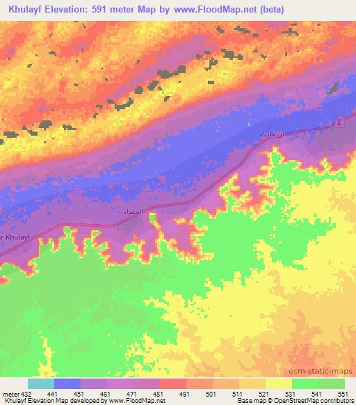 Khulayf,Libya Elevation Map