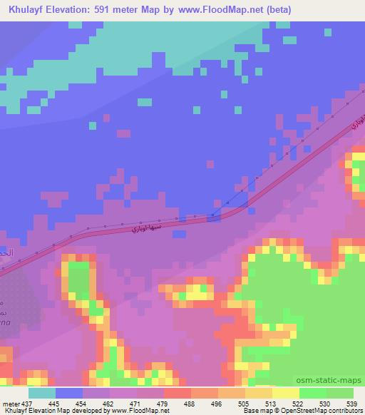 Khulayf,Libya Elevation Map