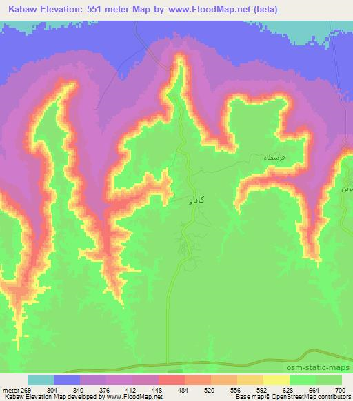 Kabaw,Libya Elevation Map