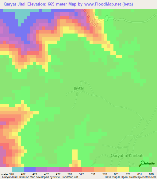 Qaryat Jital,Libya Elevation Map