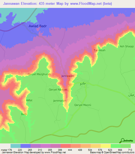 Jannawan,Libya Elevation Map