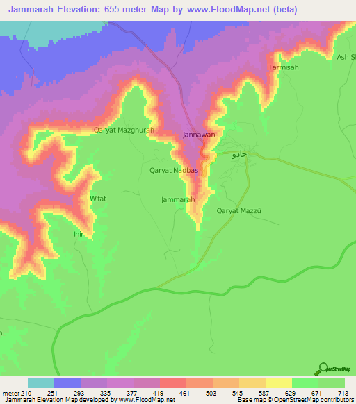 Jammarah,Libya Elevation Map