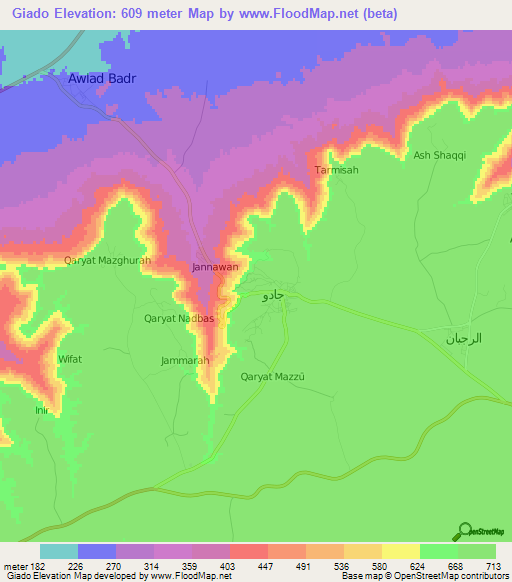 Giado,Libya Elevation Map