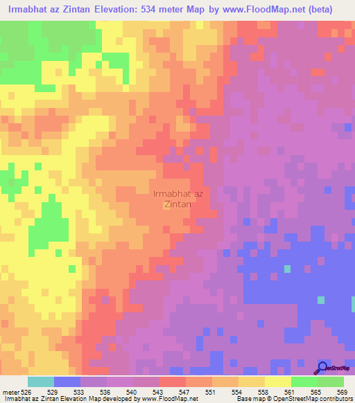 Irmabhat az Zintan,Libya Elevation Map