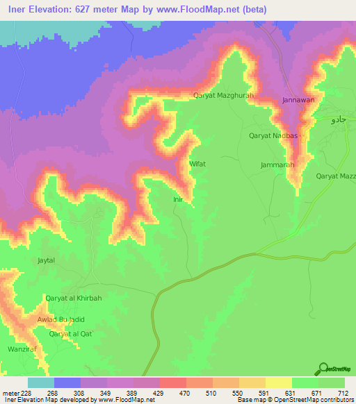 Iner,Libya Elevation Map