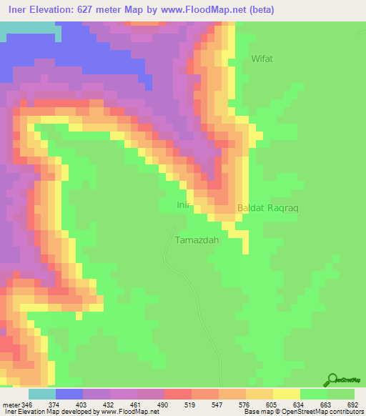 Iner,Libya Elevation Map