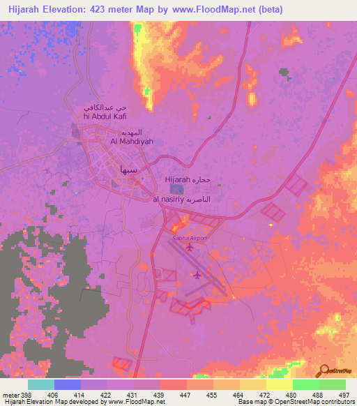 Hijarah,Libya Elevation Map