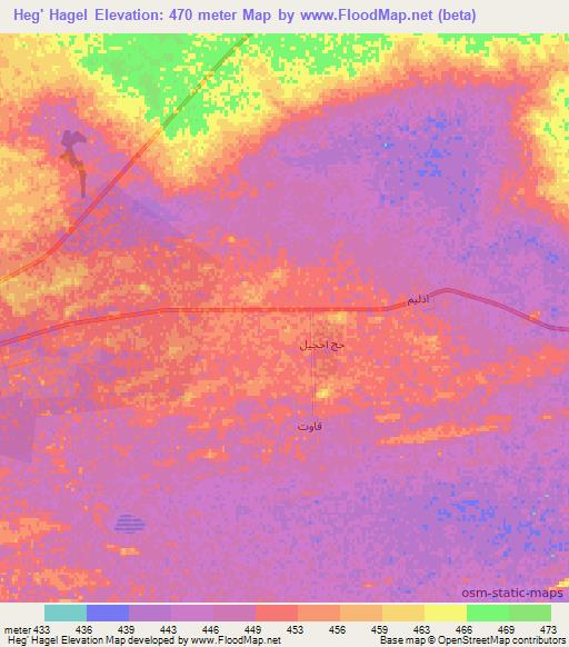 Heg' Hagel,Libya Elevation Map