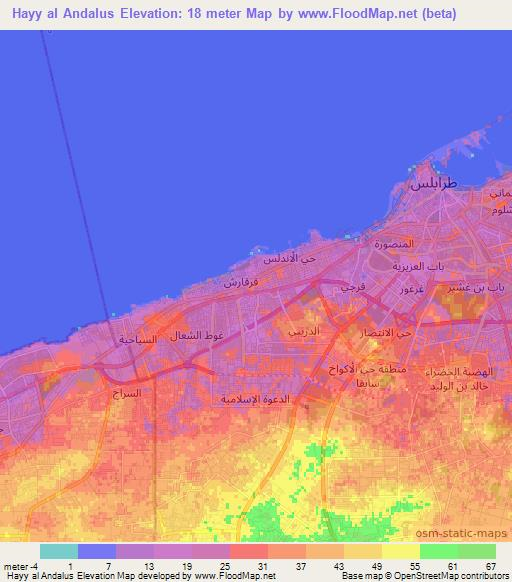 Hayy al Andalus,Libya Elevation Map