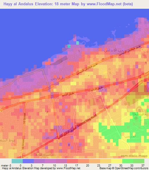 Hayy al Andalus,Libya Elevation Map