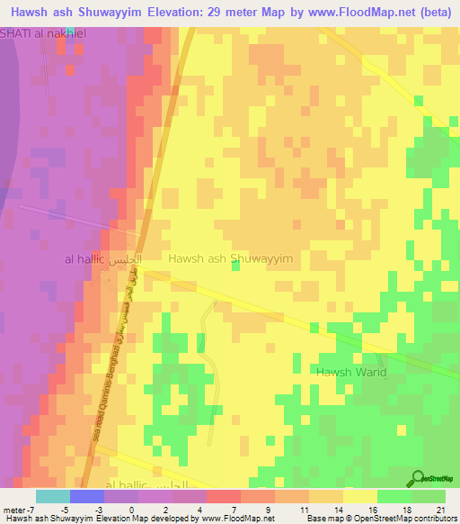 Hawsh ash Shuwayyim,Libya Elevation Map