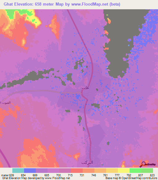 Ghat,Libya Elevation Map