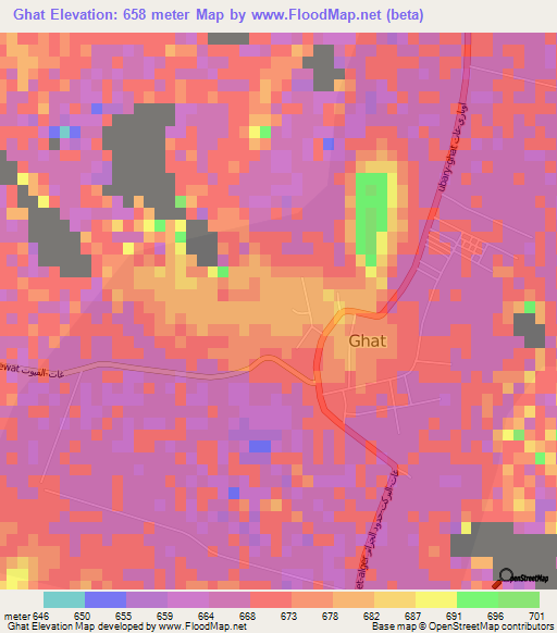 Ghat,Libya Elevation Map