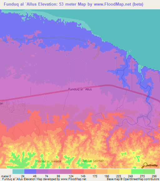 Funduq al `Allus,Libya Elevation Map