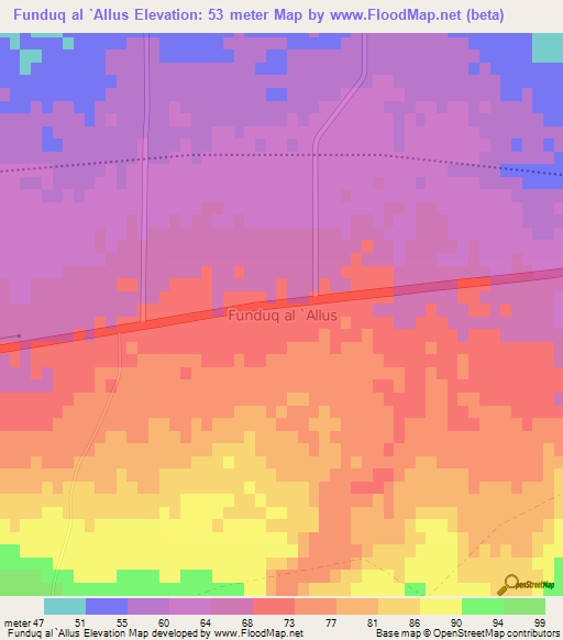 Funduq al `Allus,Libya Elevation Map