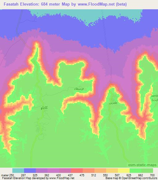 Fasatah,Libya Elevation Map