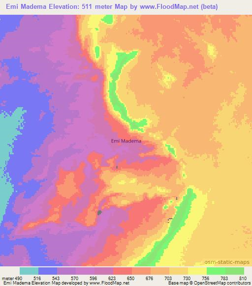 Emi Madema,Libya Elevation Map