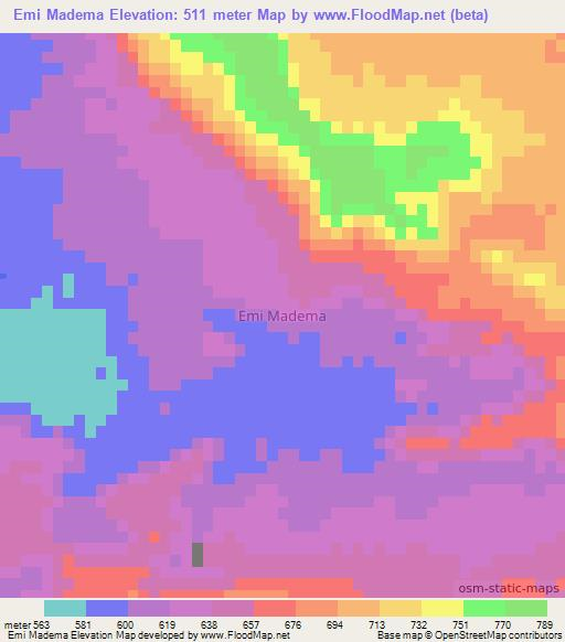 Emi Madema,Libya Elevation Map