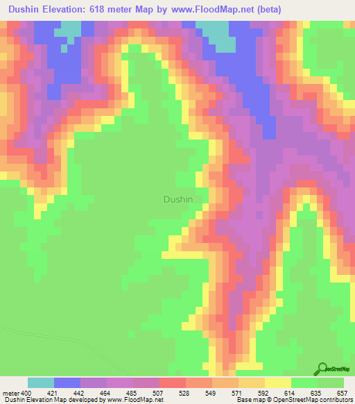 Dushin,Libya Elevation Map