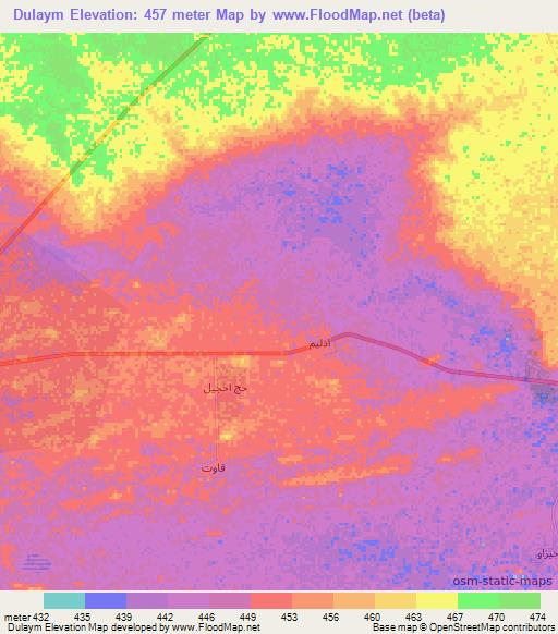 Dulaym,Libya Elevation Map