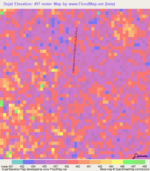 Dujal,Libya Elevation Map