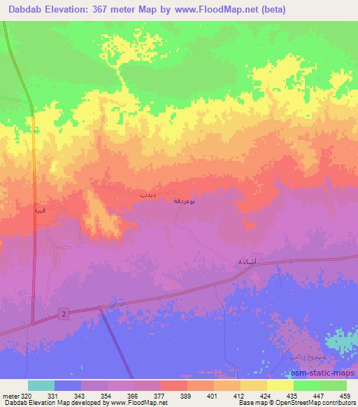 Dabdab,Libya Elevation Map