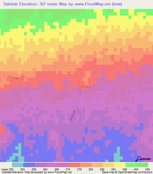 Dabdab,Libya Elevation Map