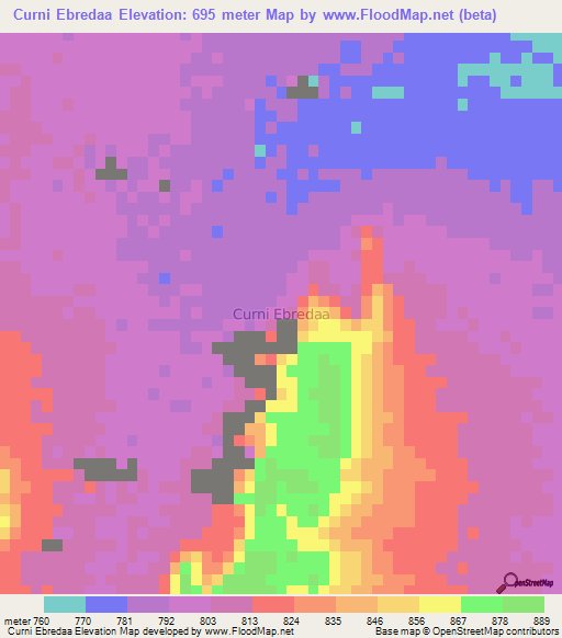 Curni Ebredaa,Libya Elevation Map