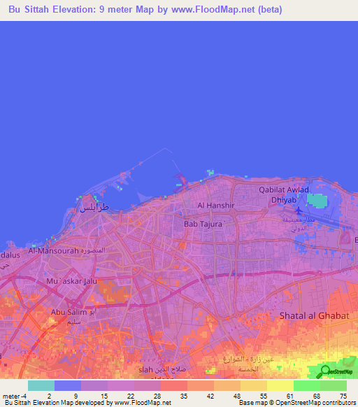 Bu Sittah,Libya Elevation Map