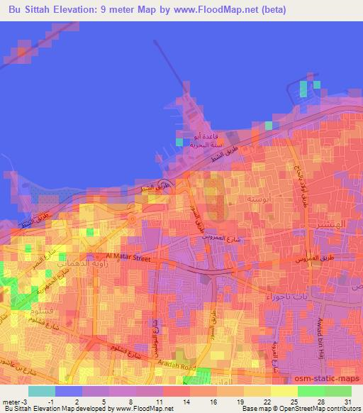 Bu Sittah,Libya Elevation Map