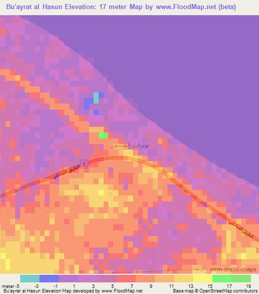 Bu'ayrat al Hasun,Libya Elevation Map