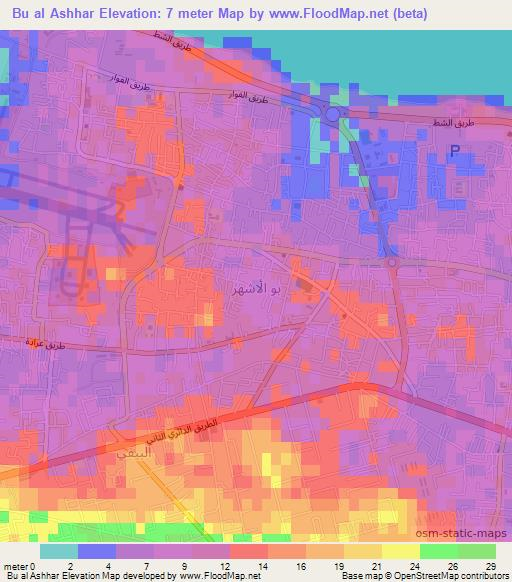 Bu al Ashhar,Libya Elevation Map