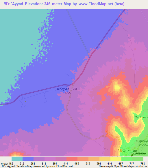 Bi'r `Ayyad,Libya Elevation Map